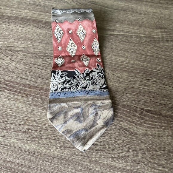 Henry Grethel Men's Pen & Ink Watercolor Art Floral Multicolor 100% SILK Necktie - Picture 6 of 9